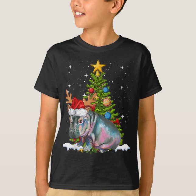 Camiseta Hippo Fiona Árvore de Natal Hippopotamus (Frente)