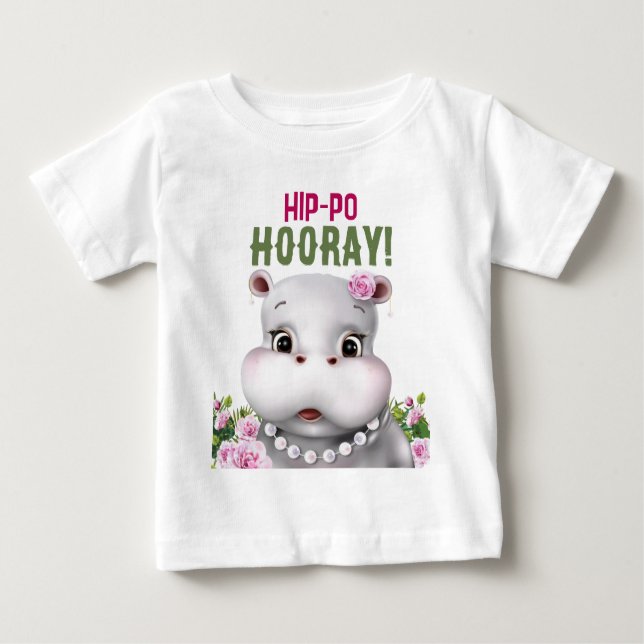Camiseta Hippo Floral Girl Birthday (Frente)