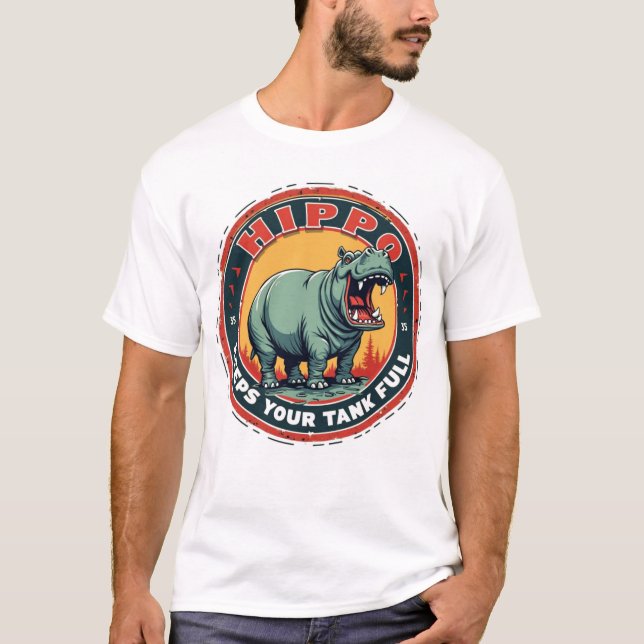 Camiseta Hippo Gas Mantém Seu Cheio De Tanque (Frente)