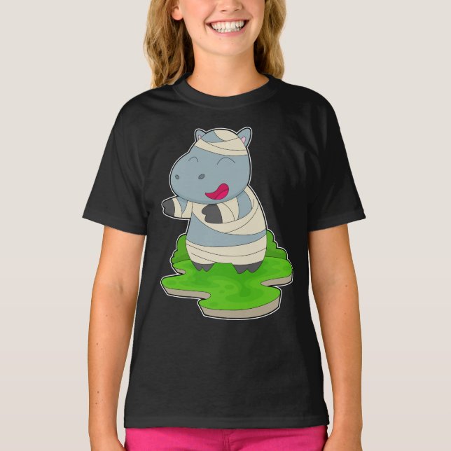 Camiseta Hippo Halloween Mummy (Frente)
