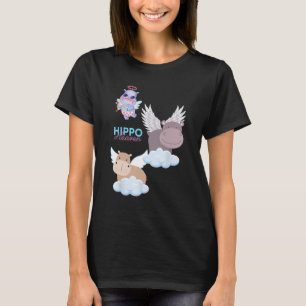 Camiseta Hippo Heaven Cute Hippos em Nuvens Halos Animais K