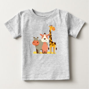 Camiseta Hippo Hugs e Girafa brilha Adorável Safari Baby