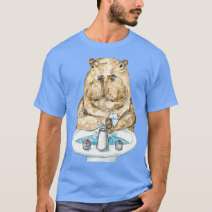 Camiseta Hippo lavando mãos banho aquarela