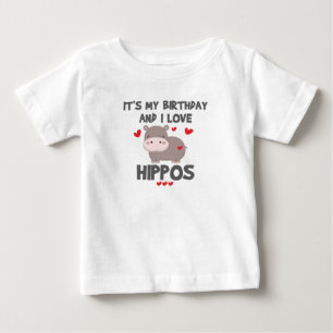 Camiseta Hippo Lover É o meu aniversário e eu adoro Hippos