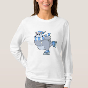 Camiseta Hippo na patinação de gelo com skates de gelo