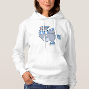 Camiseta Hippo na patinação de gelo com skates de gelo