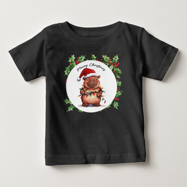 Camiseta Hippo Natal Pensado para Amantes de os animais (Frente)
