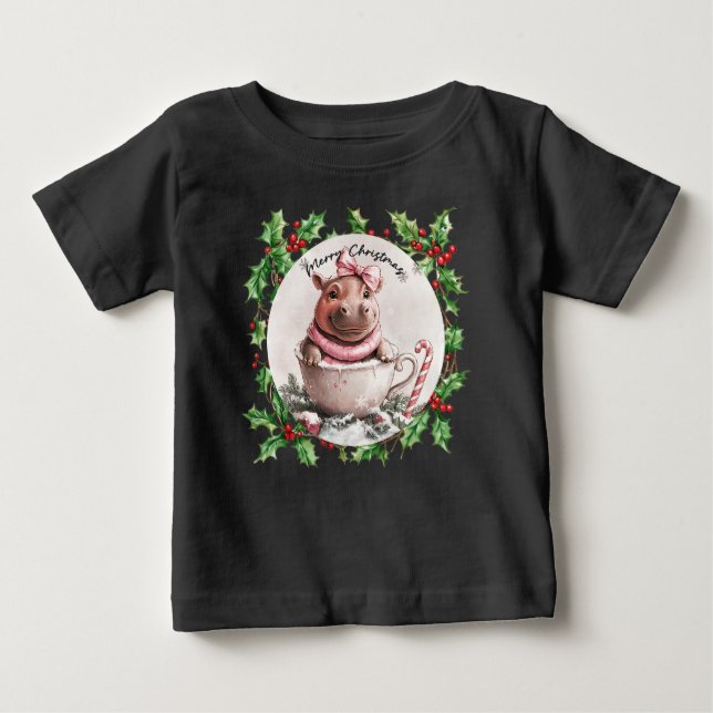 Camiseta Hippo Natal Pensado para Amantes de os animais (Frente)
