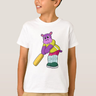 Camiseta Hippo no Cricket com morcego de Cricket