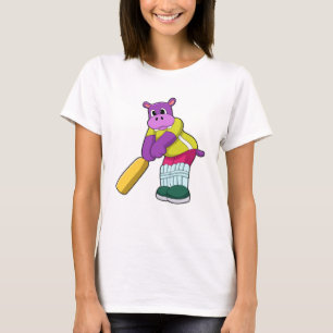 Camiseta Hippo no Cricket com morcego de Cricket