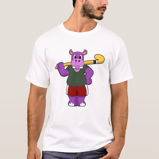 Camiseta Hippo no Hockey com taco de Hóquei (Frente)