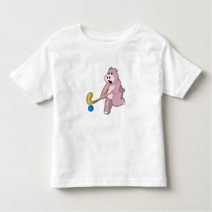 Camiseta Hippo no Hockey com taco de Hóquei