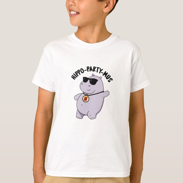 Camiseta Hippo-party-mus Funny Animal Hippo Pun (Frente)