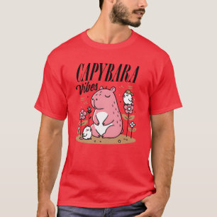 Camiseta Hippo Rosa Impressionante com Amigo Floral