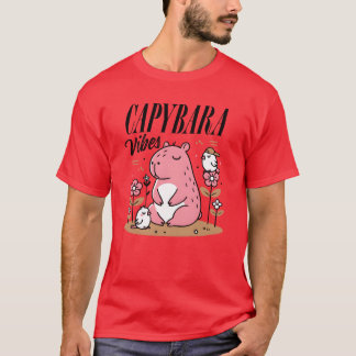 Camiseta Hippo Rosa Impressionante com Amigo Floral