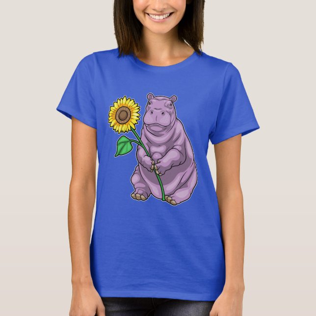 Camiseta Hippo Sunflower Flower (Frente)