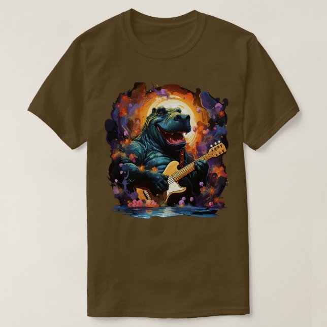 Camiseta Hippo tocando violão (Frente do Design)