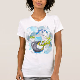 Camiseta Hippocampus (crânio) com geo azul abstrato