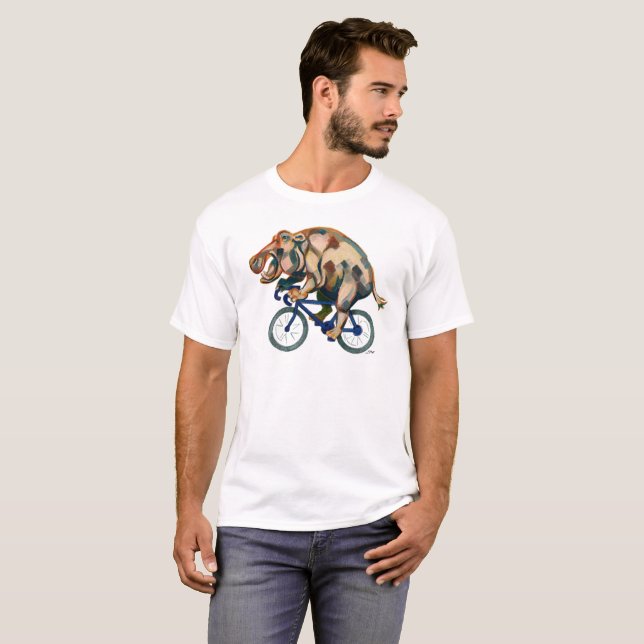 Camiseta Hippopotamus Andando Bicicleta (Frente Completa)