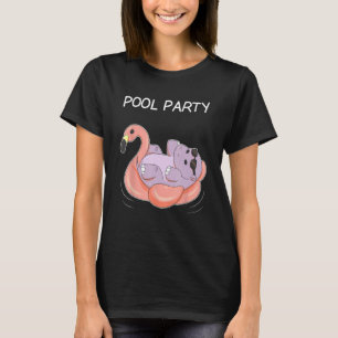 Camiseta Hippopotamus Flamingo Float Piscina Party Engraçad