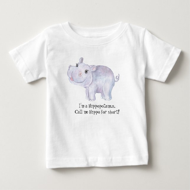 Camiseta Hippopotamus Whimsical - Impressão de Aquarela (Frente)