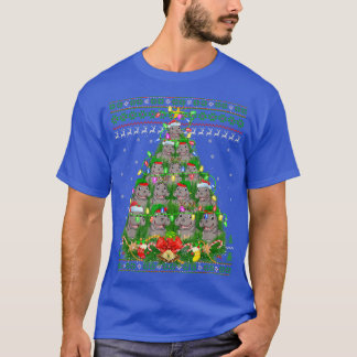 Camiseta Hippopotamus Xmas Lighting Tree Hippopotamus Ugly