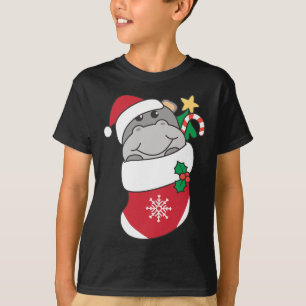 Camiseta Hippos Bonitos Em Meias De Natal Para O Natal