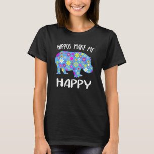 Camiseta Hippos Me Faz Feliz Bonito Para Meninas