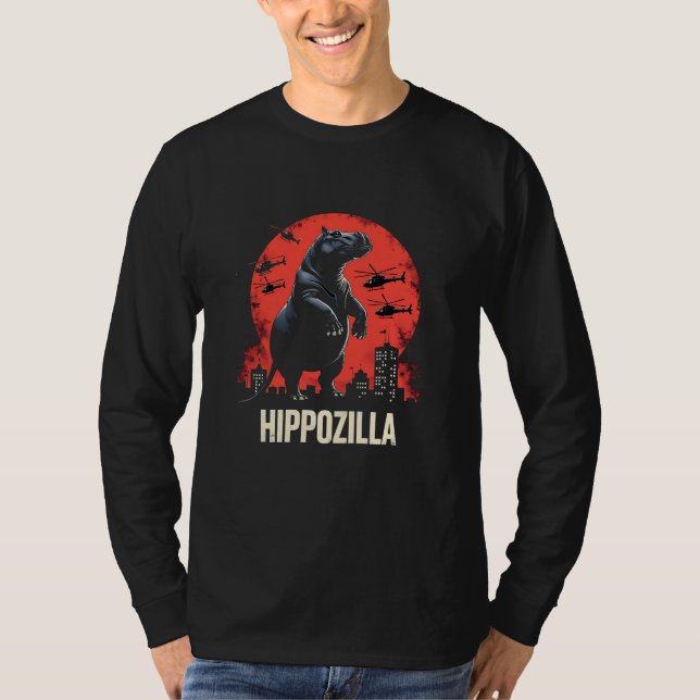 Camiseta Hippozilla Spooky Moo Deng Baby Pygmy Hippo (Frente)