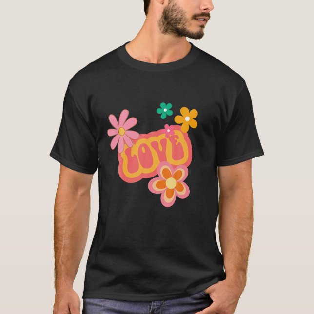Camiseta Hippy Groovy Love Dia de os namorados (Frente)