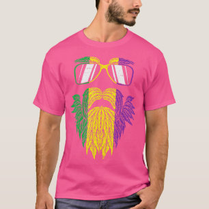 Camiseta Hipster Amarelo roxo Barba Mardi Gras Carni