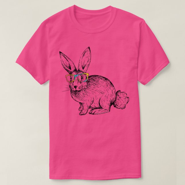 Camiseta Hipster Bonito Coelhinho Colar Colos Óculos Coelho (Frente do Design)