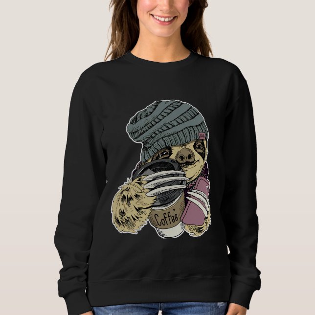 Camiseta Hipster Com Café Beanie Hat (Frente)