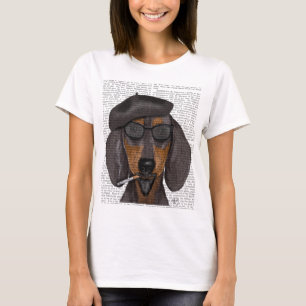 Camiseta Hipster Dachshund Black e Tan