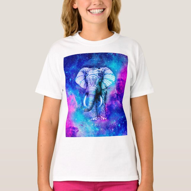 Camiseta Hipster Elephant Nebula Space (Frente)