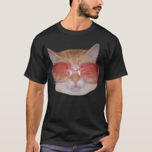 Camiseta Hipster Engraçado Gelado Gelado Gato Vestindo Ócul