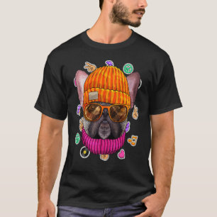 Camiseta Hipster Francês Buldogue Geek Óculos Nerd Cachorro