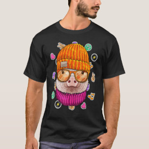 Camiseta Hipster Geek Porco Óculos Nerd Fazenda Animal Love