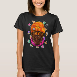 Camiseta Hipster Giraffe Nerd Óculos De Geek Animal Love Pe