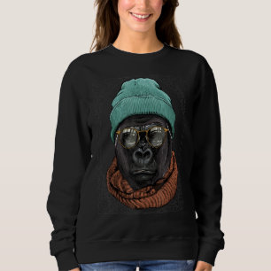 Camiseta Hipster Gorilla Animal Vestindo Óculos Macaco Gori