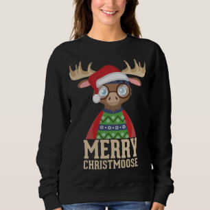 Camiseta Hipster Moose - Santa Hat - Feliz Christmoose Chri