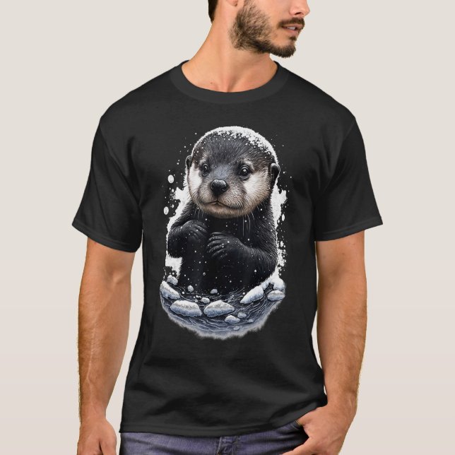 Camiseta Hipster Rio Otter Adora Deslizar Na Neve (Frente)