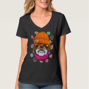 Camiseta Hipster Shih Tzu Nerd Óculos Cachorros Cachorros A