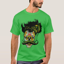 Camiseta hipster skulls tete de mort crane mexicain moustac