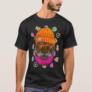 Camiseta Hipster Tigre Geek Óculos de Amor Animal Paz