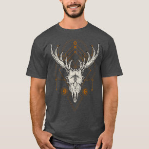Camiseta Hirsch Totenkopf Okkulte Magie Heilige Geometrie