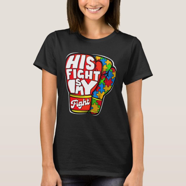 Camiseta His Fight Autism My Fight Autism Awareness Month M (Frente)
