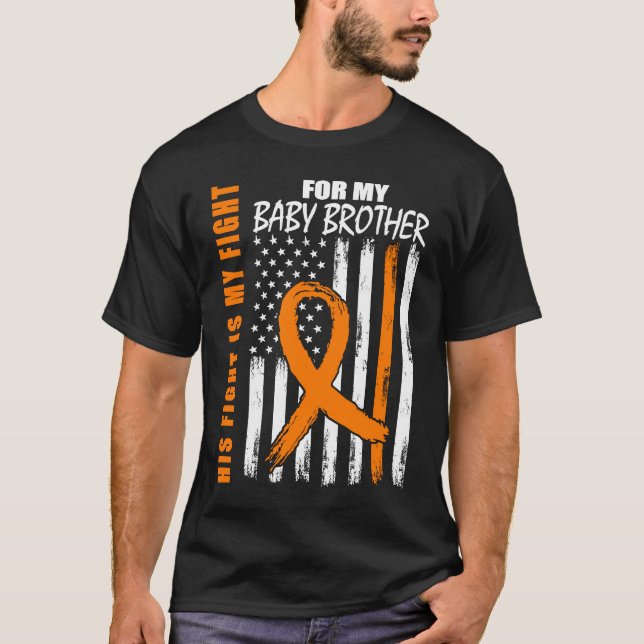 Camiseta His Fight Is My Fight Baby Brother Leukemia Awaren (Frente)