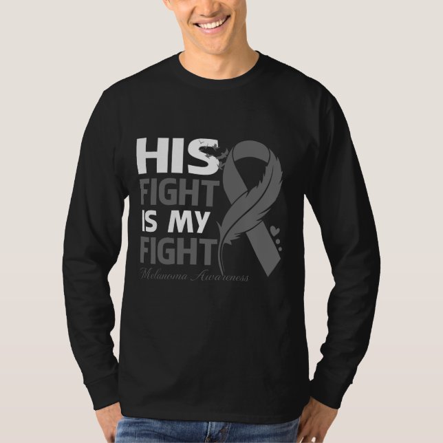 Camiseta His Fight Is My Fight MELANOMA AWARENESS Feather (Frente)