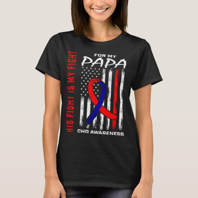 Camiseta His Fight Papa Chd Awareness American Flag Graphic (Frente)